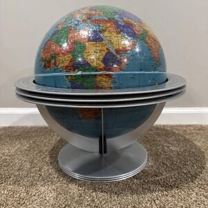 Vintage World Globe George F. Cram Classica Globe Metal 3 Rings Stand Retro